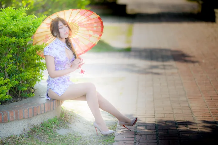 [Mzsock] NO.040 Listening Cheongsam, stockings, high heels and beautiful legs, outdoor shot street photography#[87P]-71