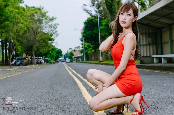 [Mzsock] NO.047 Abby red dress short skirt high heels beautiful legs outdoor shot street photography#[106P]-102